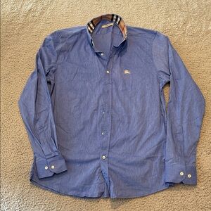 Burberry Blue Casual Button-Down slim Shirt size L